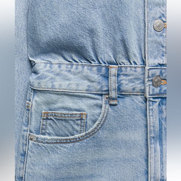 NWT Zara Short Denim Jean Jumpsuit Romper - Picture 10 of 14